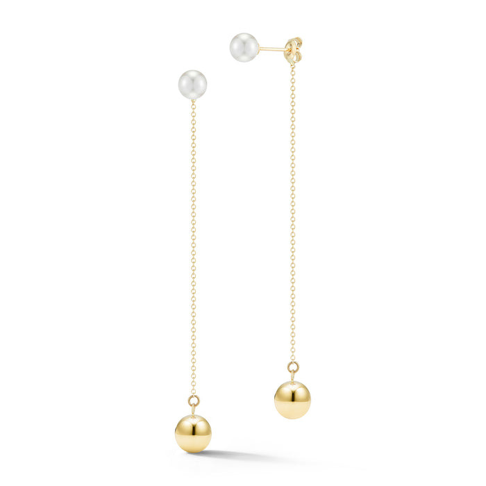 Gold & Pearl Ball Drop Earrings