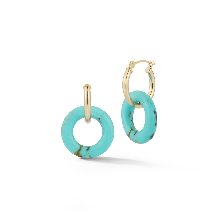 Turquoise Donut Hoops