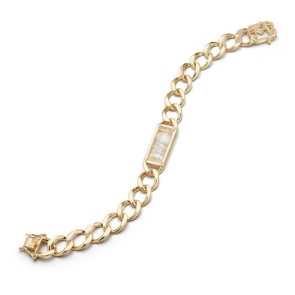 Pulseira com inicial secreta emoldurada em ouro 14kt