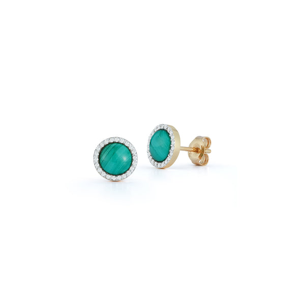 Malaquita e diamantes de 14kt