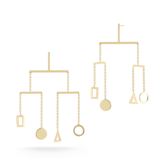 Gold Kinetic Object Mobile Earrings