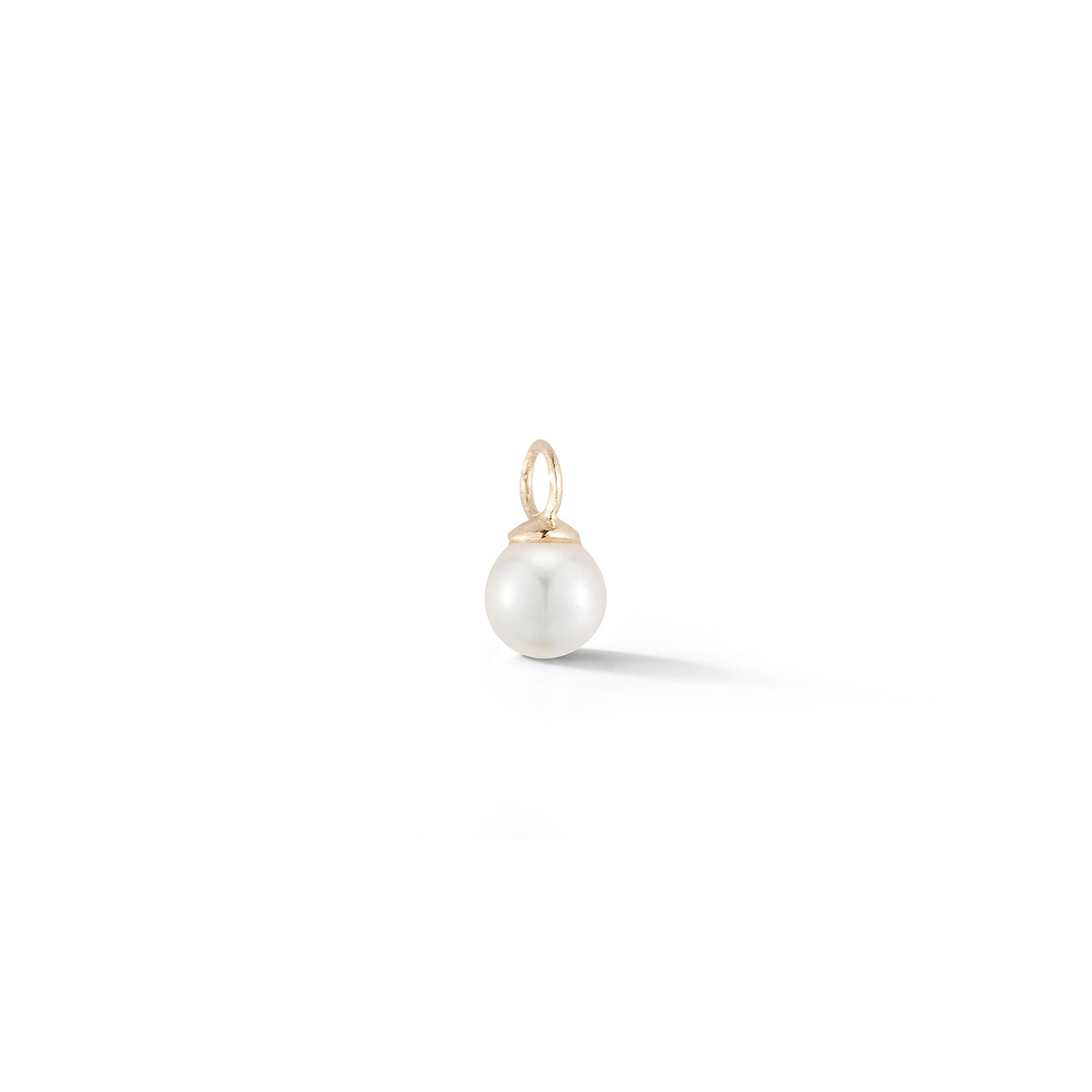 White Pearl Charm, 14K Gold Filled Crystal Pearl Charm, 5mm Pearl Hooplet,  Gold Ball Charm, Gold Earring Charms, Gold Charms, KL20-1024 