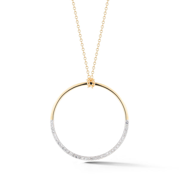 Pendente meia-lua grandes com diamantes em Ouro 14k