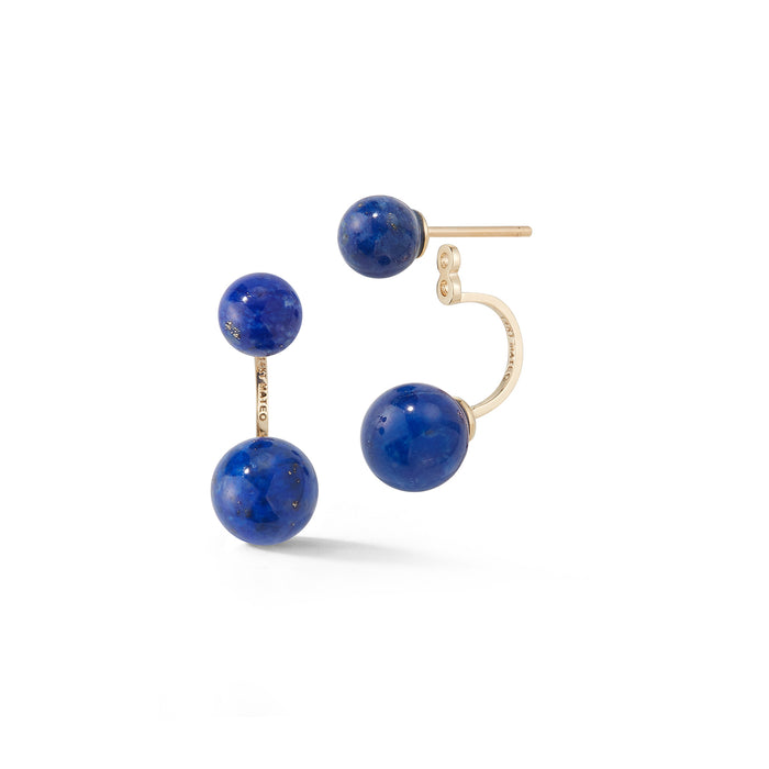Gold Lapis  Ear Jacket Earrings