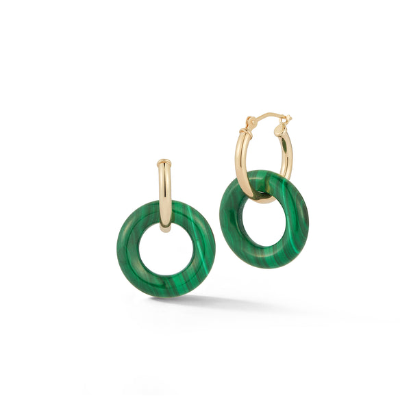 Argolas de rosquinha malaquita 14kt