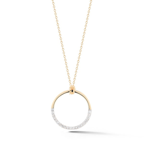 Pendente meia-lua tamanho médio com diamantes em 14k