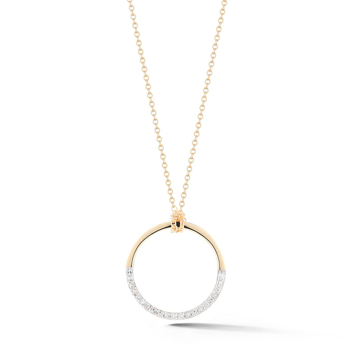 Gold Medium Halfmoon pendant with diamonds