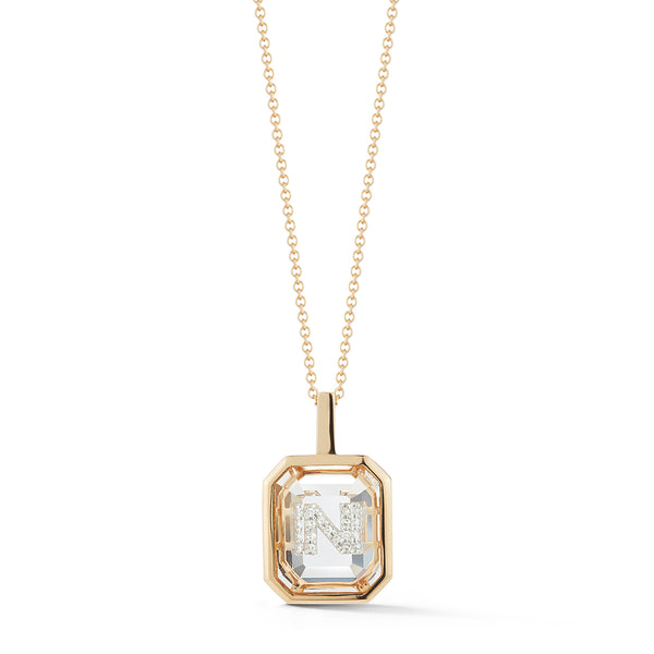 Gold Frame Secret Initial Necklace // A-Z