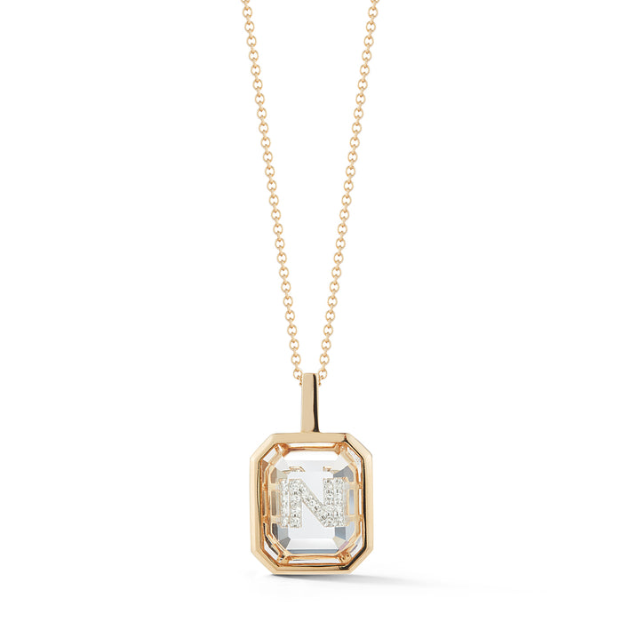 Gold Frame Secret Initial Necklace // A-Z
