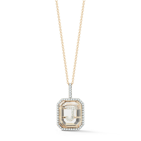 Diamond Frame Secret Initial Necklace // A-Z