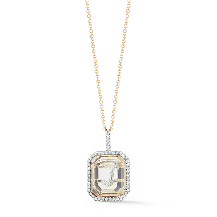 Diamond Frame Secret Initial Necklace // A-Z