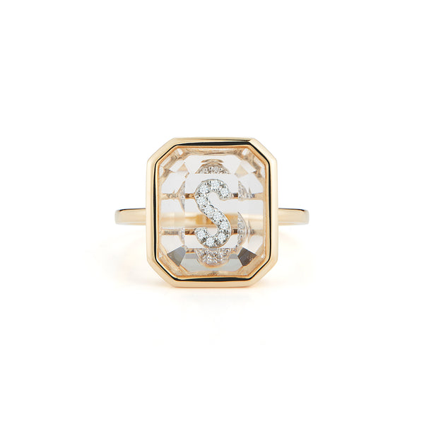 Gold Frame Secret Initial Ring // A-Z