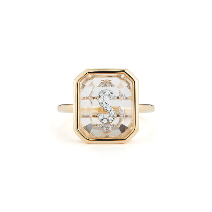 Gold Frame Secret Initial Ring // A-Z