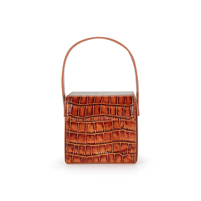 Cognac Croc Catherine Box Bag