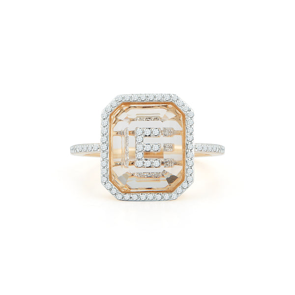 Diamond Frame Secret Initial Ring // A-Z