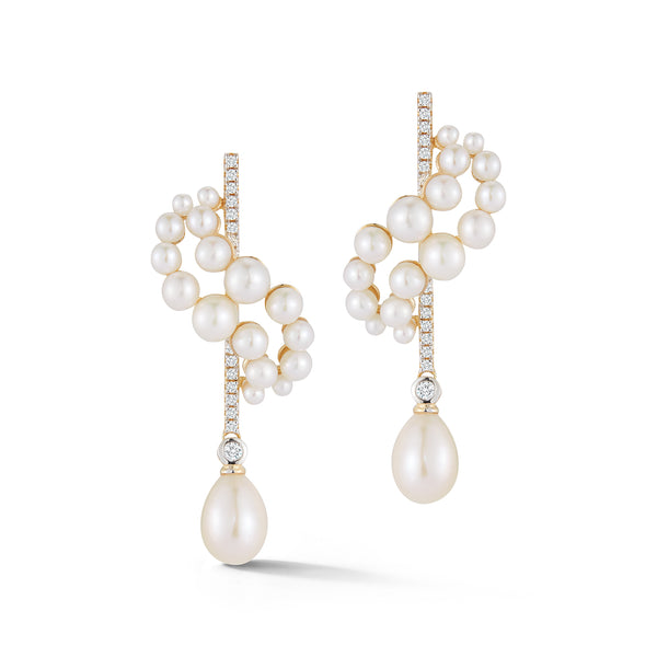 Gold Pearl Curve Form Earrings