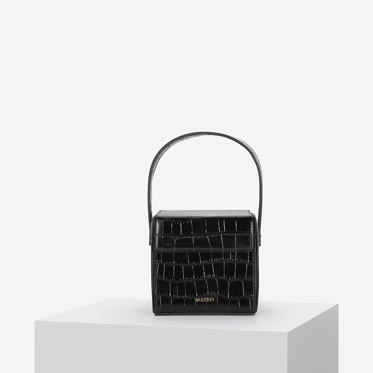 Black Croc Catherine Box Bag – MATEO