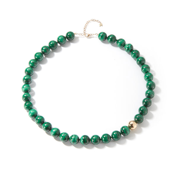Colar Malaquita 14kt com Pontos Dourados