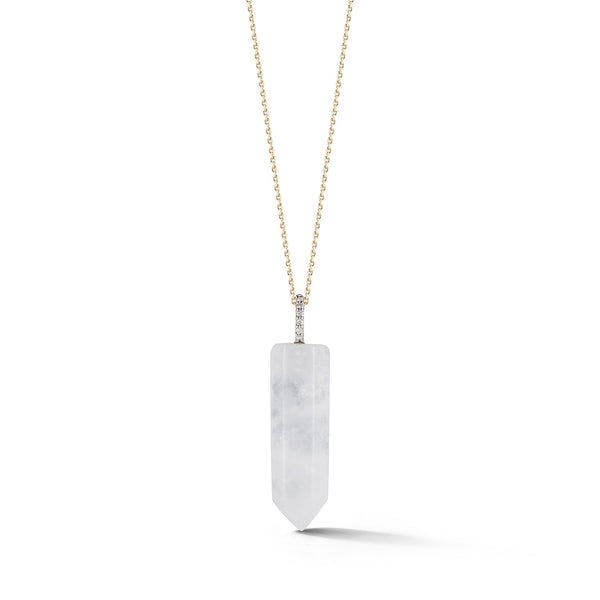 14kt Men's Diamond Healing Crystal Necklace