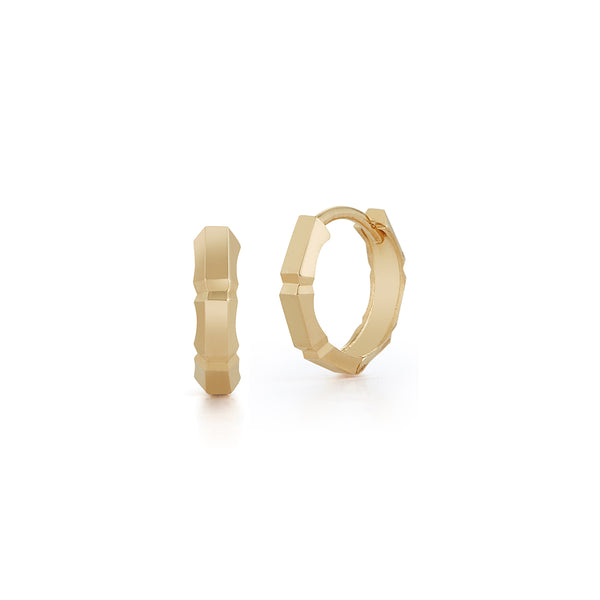 Gold Faceted Huggies