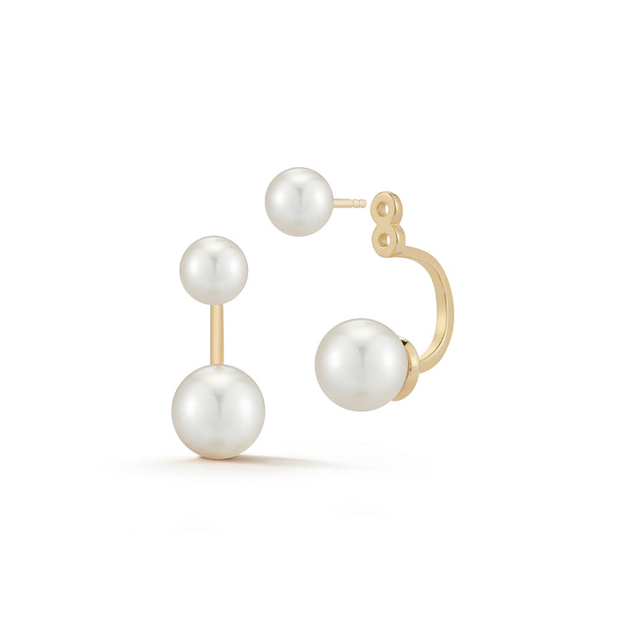 Gold Pearl Ear Jacket Earrings