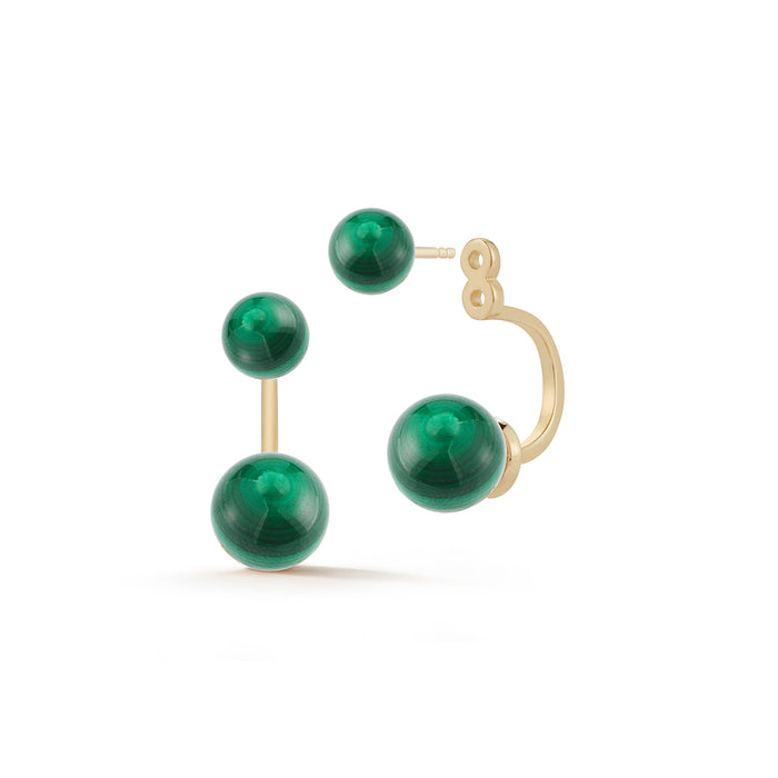 Gold Malachite Ear Jacket Earrings