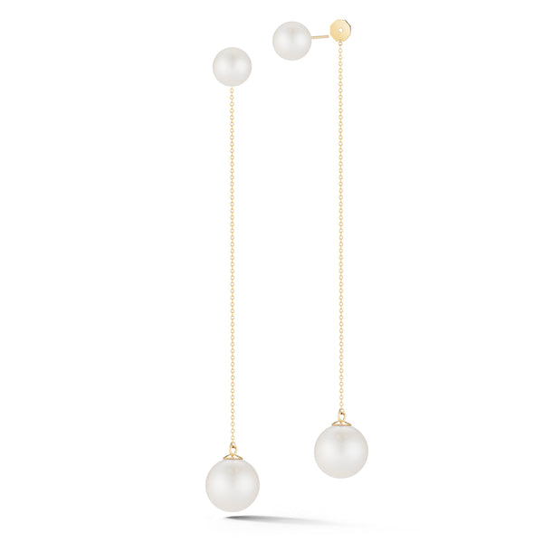 Brinco de fecho com pendente de pérola em ouro 14k