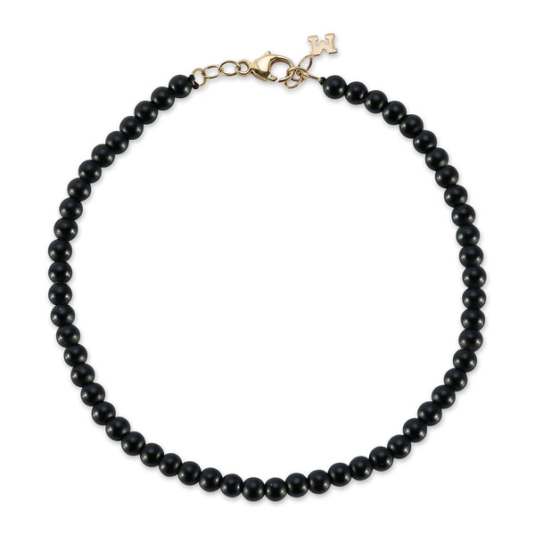 14kt 4mm Onyx Beaded Bracelet