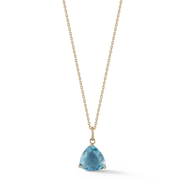 14kt Blue Topaz Trillion Necklace