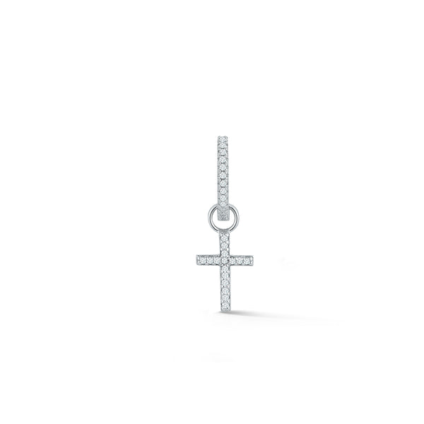 14kt Men's Single Diamond Huggie With Detachable Cross