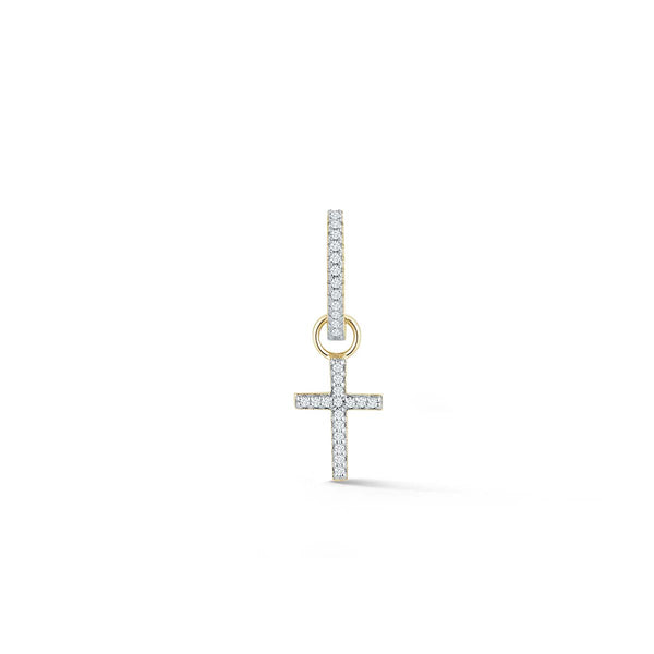 14kt Men's Single Diamond Huggie With Detachable Cross