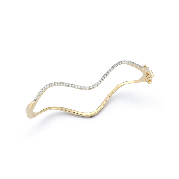 Pulseira de onda única com diamante 14kt