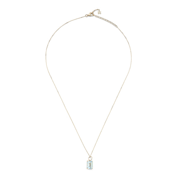 Colar de topázio azul com corte esmeralda 14kt
