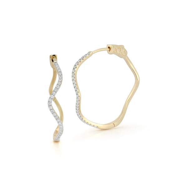 Argolas grandes de diamante de 14kt
