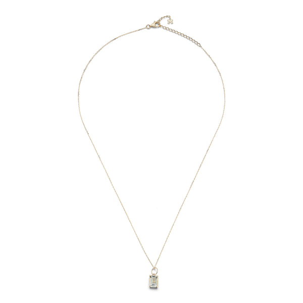 Colar de ametista verde com corte esmeralda 14kt