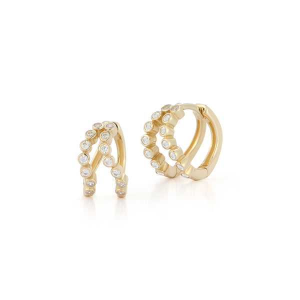 Moldura dupla de diamante 14kt Wave Huggies