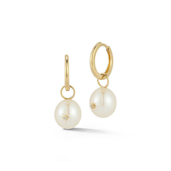 Diamond Studded Baroque Pearl Drop Earrings