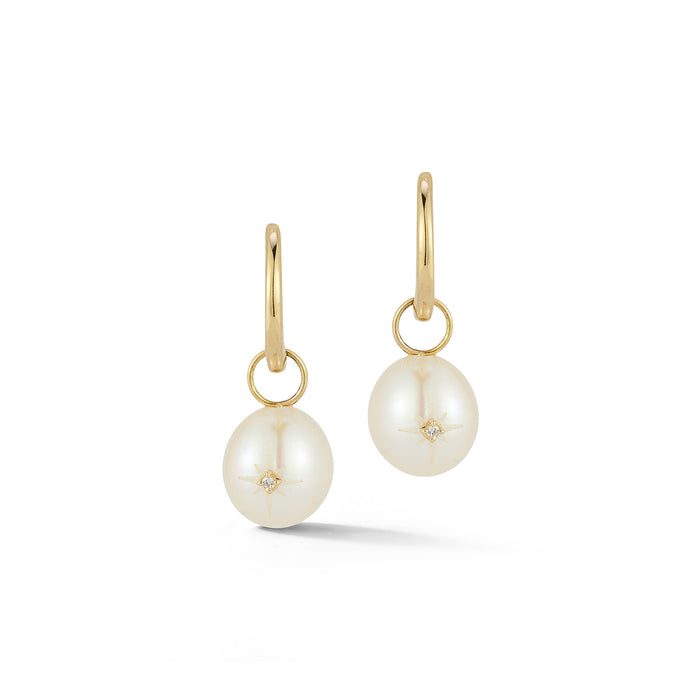 Diamond Studded Baroque Pearl Drop Earrings