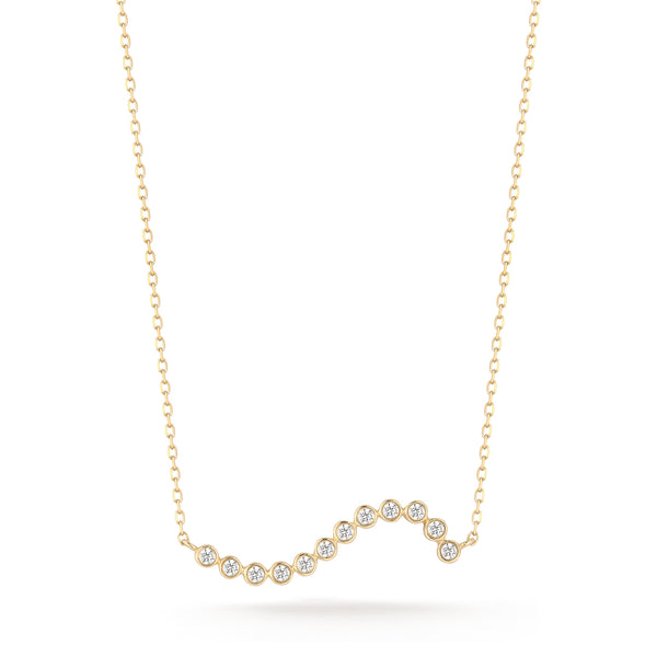 Colar ondulado com moldura de diamante 14kt