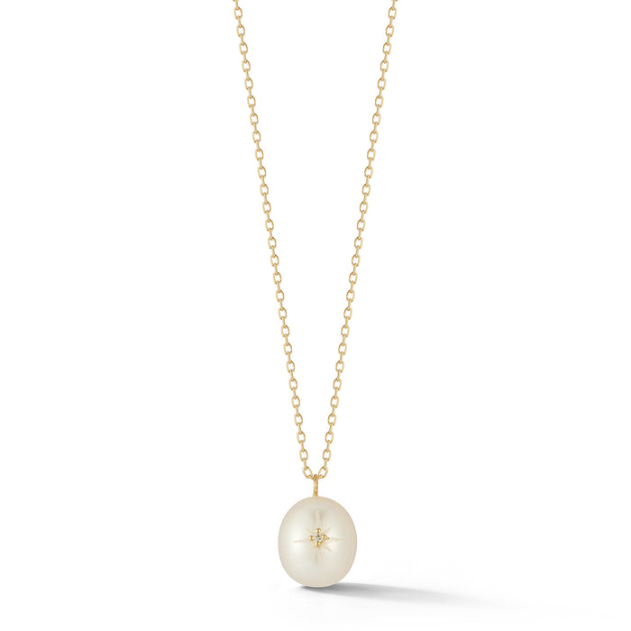 Diamond Studded Baroque Pearl Necklace