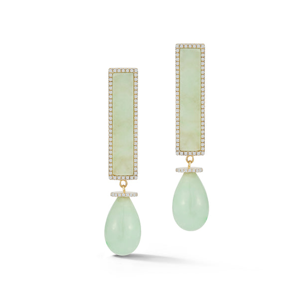 Brincos de exclamação de jade 14kt