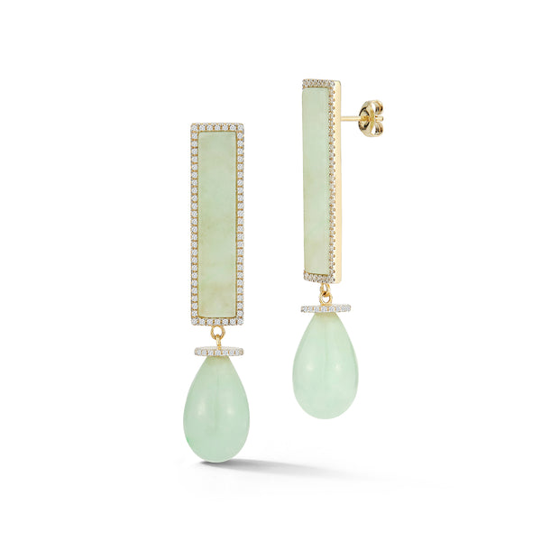 Brincos de exclamação de jade 14kt