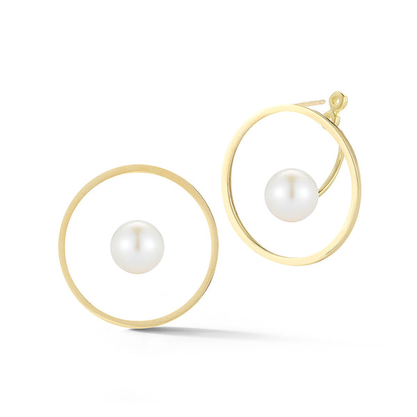 Argola de Pérola Flutuante em Ouro 14k – Coleção Kandinsky