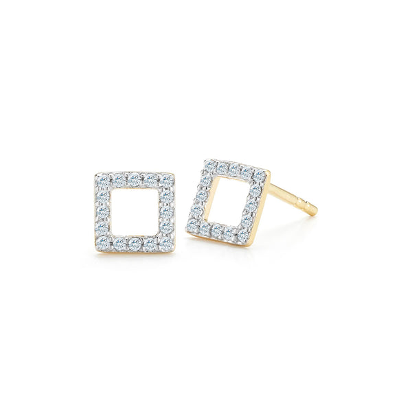Brinco Quadrado Mini Diamante 14kt