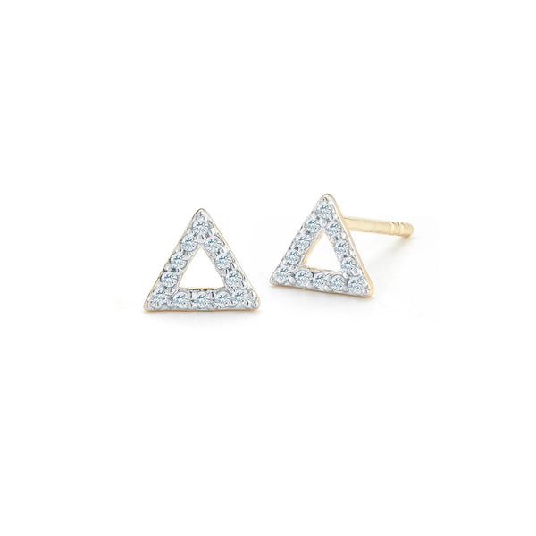 Brinco triangular em ouro 14k com mini diamantes