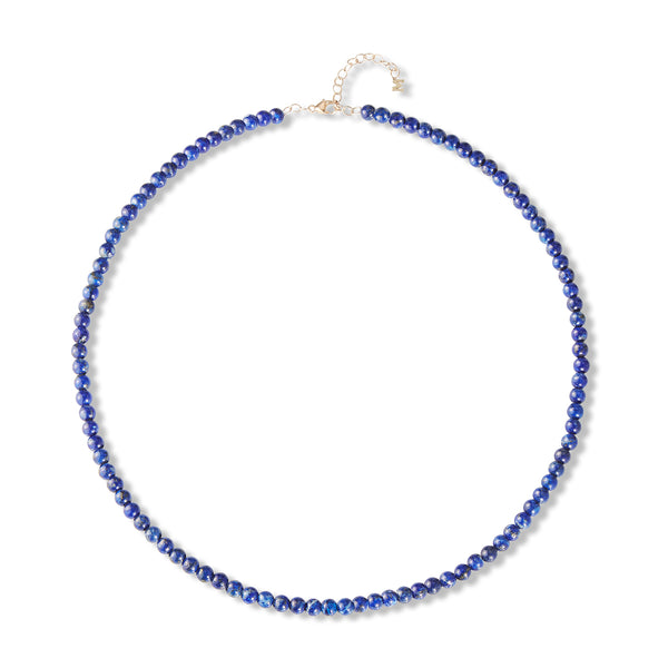 Gargantilha com miçangas em lápis-lazúli 14kt