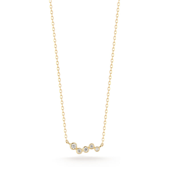 Colar de diamante ondulado com moldura de mini diamante 14kt