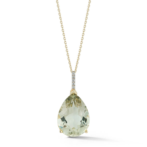 14kt Green Amethyst Pear Necklace