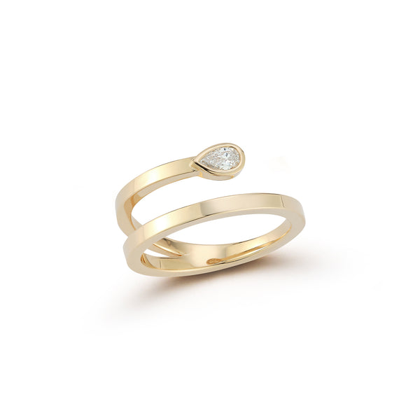 Anel espiral de diamante pera 14kt