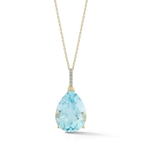 14kt Swiss Blue Topaz Pear Necklace